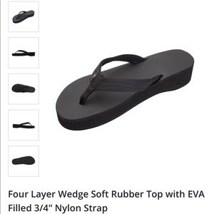 RAINBOW black nylon wedge sandal